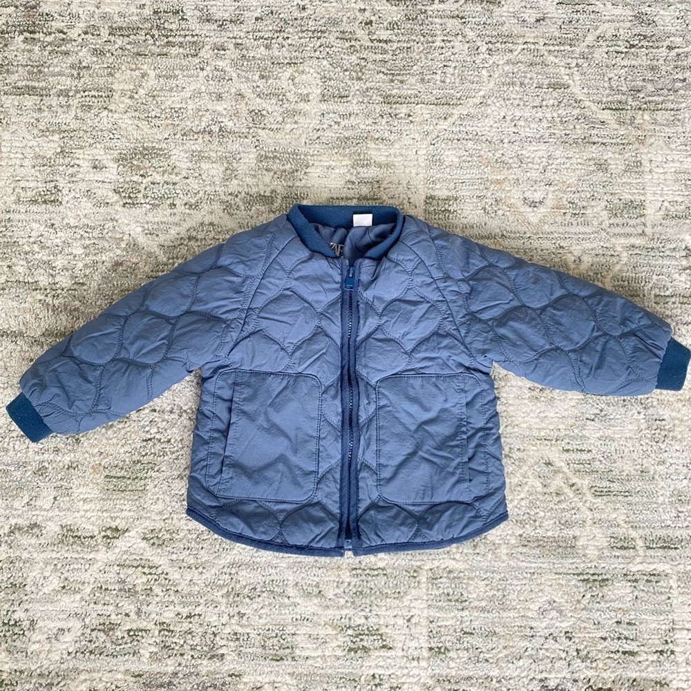 Zara Kids Dark Blue Quilted Puffer Jacket Coat Size 2 Years